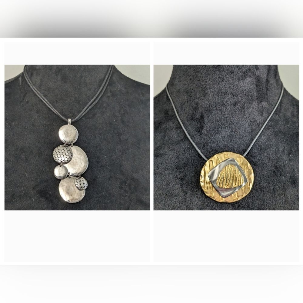 Chico's 2 Corded Necklaces Silver Tone and Gold Tone